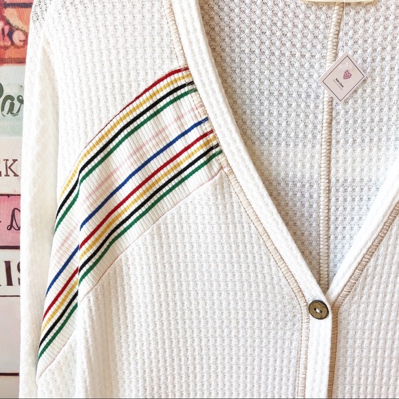 NWT Hummingbird Batwing White Oversized Slouchy Waffle Top Women's Size Medium - Picture 7 of 8